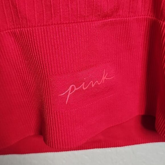 PINK Victoria's Secret Active Red Seamless Ribbed Crop Bra Top Medium - Picture 4 of 5
